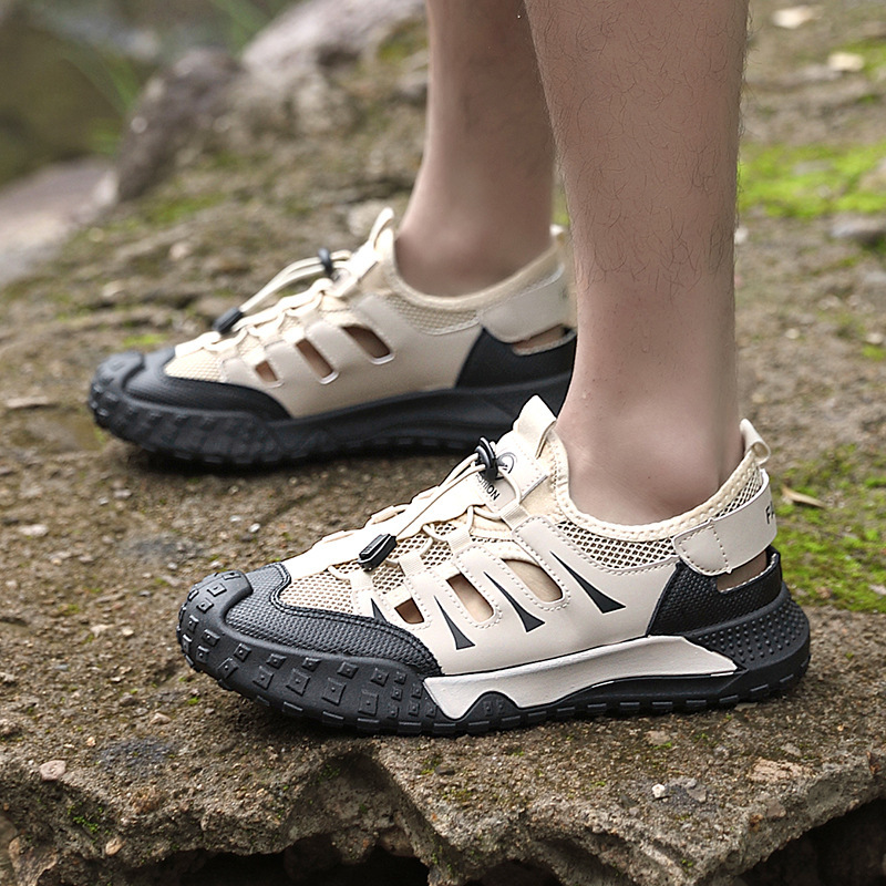 2025 fashion new men's shoes summer breathable soft-soled mesh casual shoes trend versatile fashion cutout mesh shoes