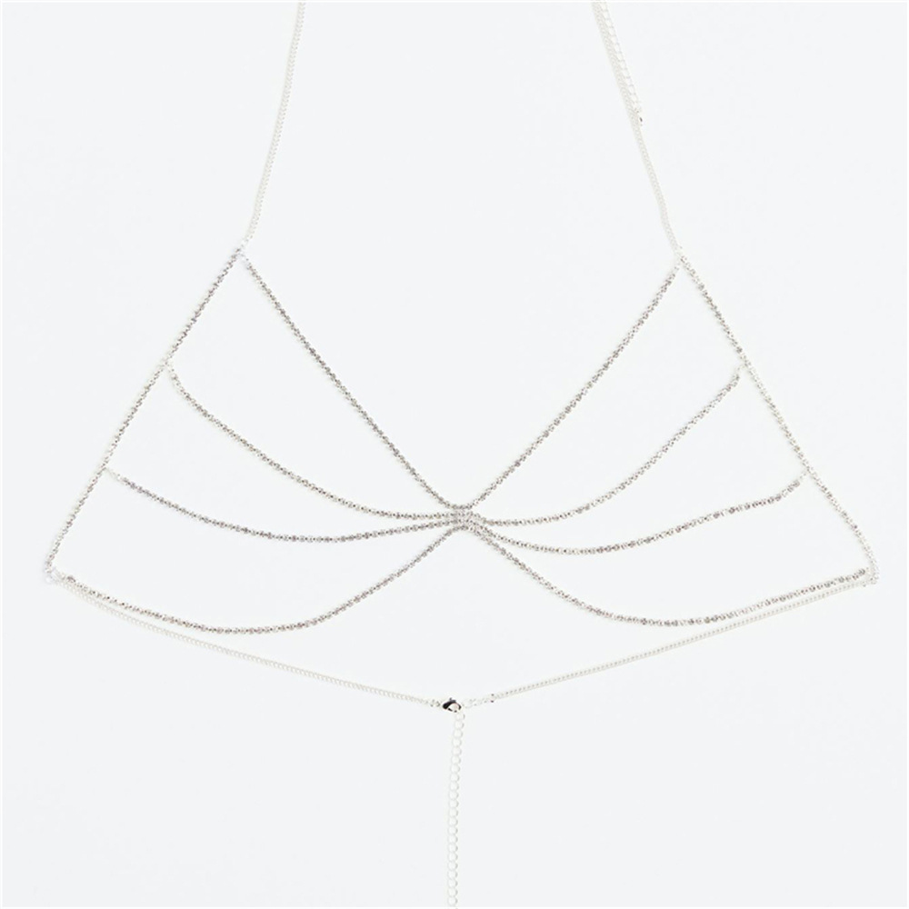 Picture of Cross-Border fashion sexy rhinestone halter bikini beach body chain personality multi-layer hot bra chain accessories
