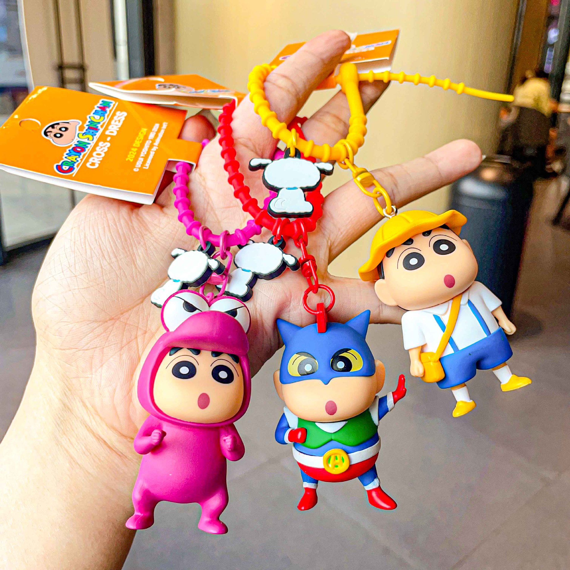 Genuine Crayon Small New Dress Keychain Women's Exquisite Cute Creative Doll School Bag Pendant Car Key Chain Wholesale