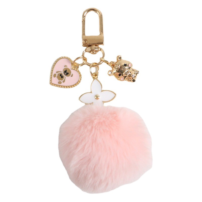 ins new love bear fur ball keychain hanging ornaments female creative cute tiger airpods protection pendant