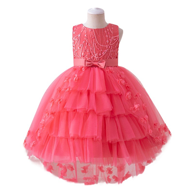 New Thousand Layer Butterfly Girls Dress Little Bridesmaid Wedding Dress Puff Skirt Holiday Evening Dress Children's Princess Dress