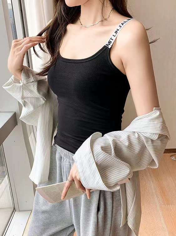 Picture of Cross-border foreign trade wholesale summer cotton letter camisole female sports students wear anti-light small vest for women