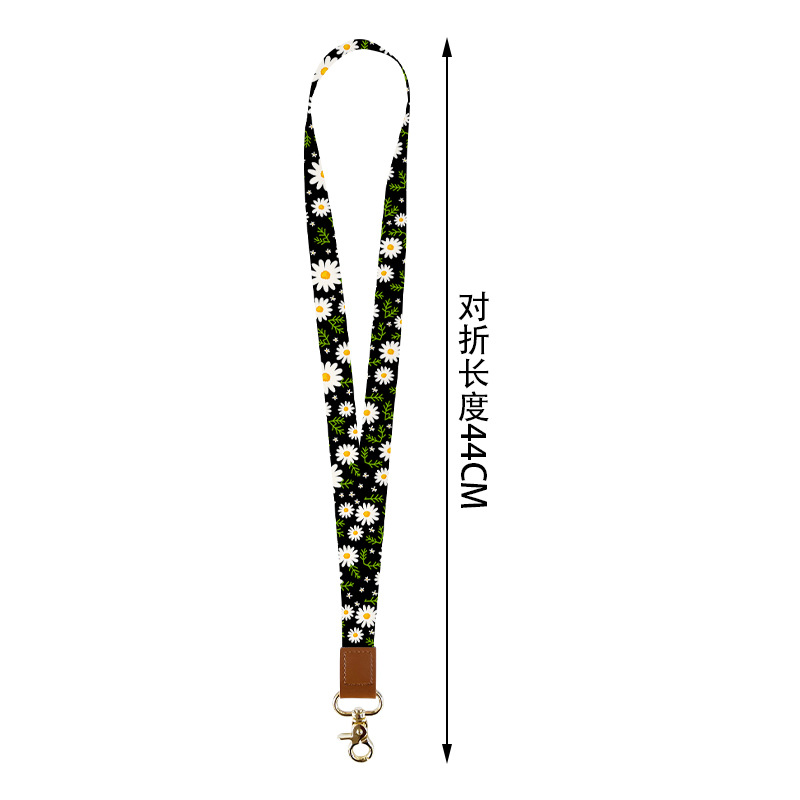 Picture of Cactus Peony Flower Floral Polyester Wrist Strap Thickened Leopard Certificate Lanyard Mobile Phone Rope