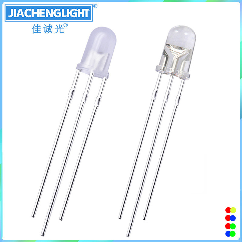 Picture of f5mm foggy Red Green Red Blue Green red white two-color co-Yin and co-Yang transparent three-legged led indicator beads