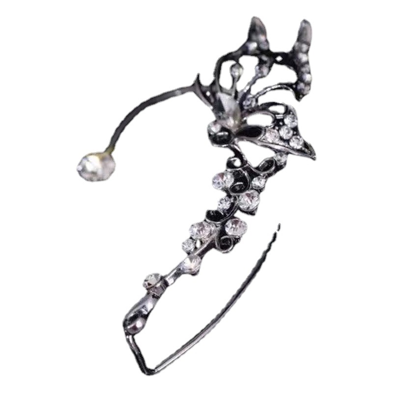 Cross-border hot selling hollow zircon butterfly ear clip fairy one-piece temperament without ear hole ear clip earrings wholesale