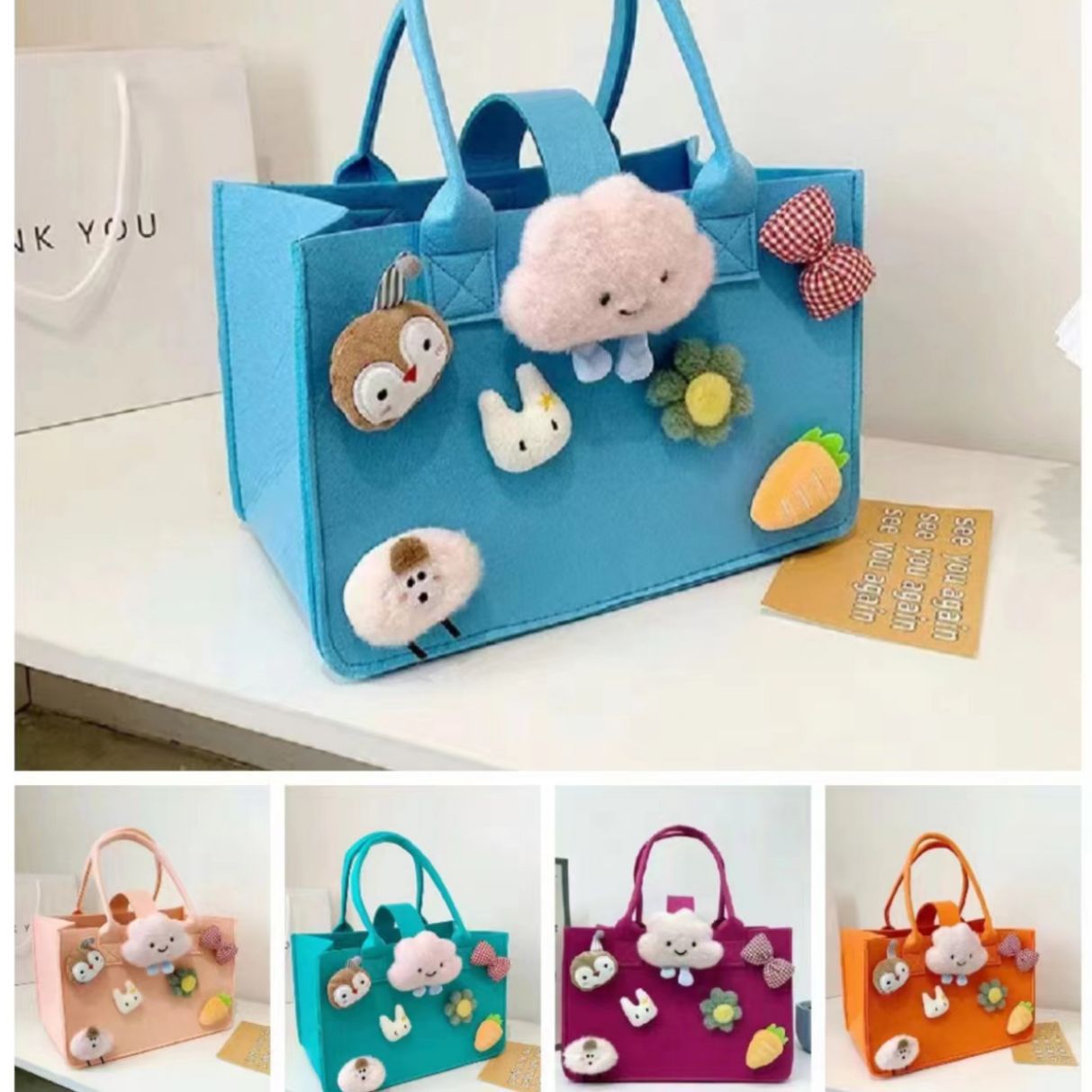 Popular Cartoon Felt Bag Tote Bag One-Year-Old Full Moon Souvenir Children's Return Gift Box Internet Celebrity Handbag Wholesale