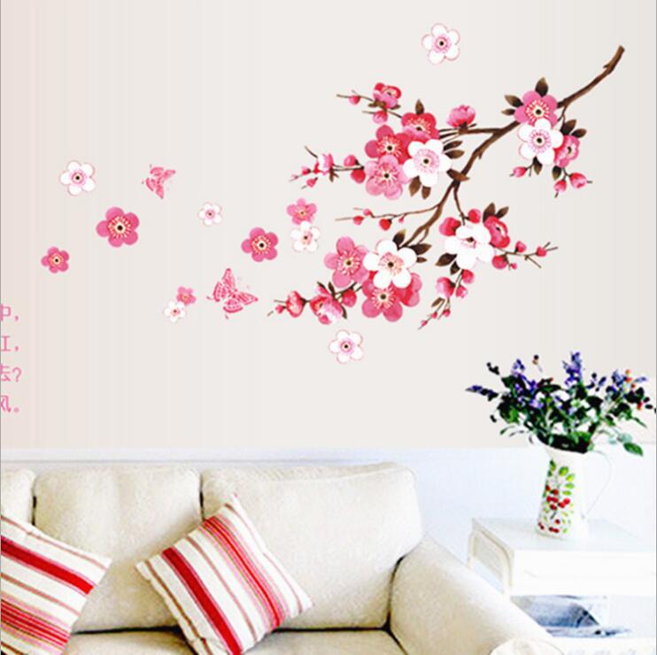 Factory wholesale New plum blossom AY6008PVC removable wall sticker decorative painting living room sofa background wall sticker