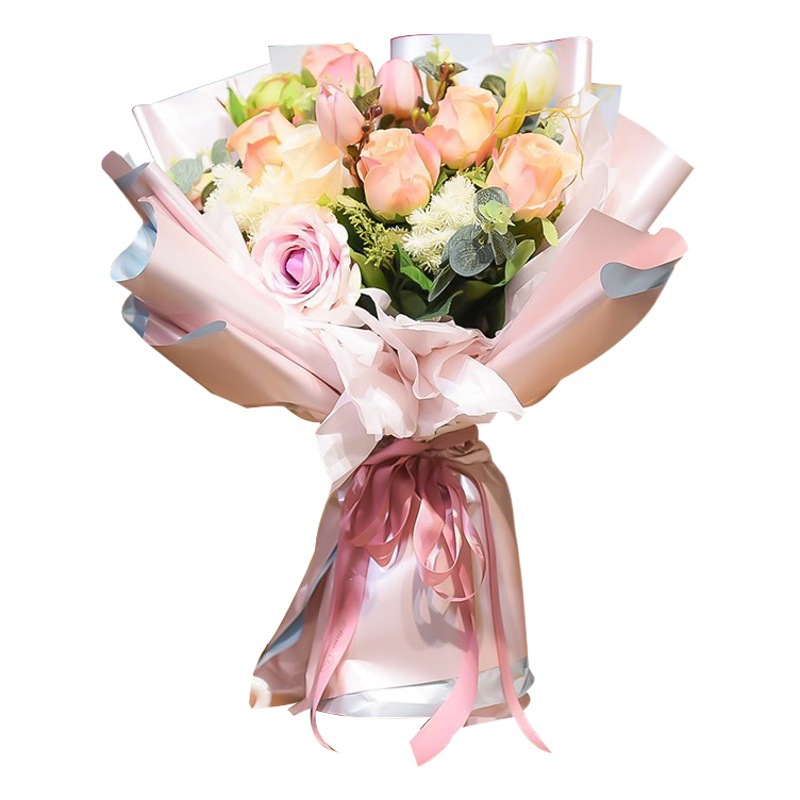 Two-Color Jade Brocade Paper Matte Film Flower Packaging Gold Sand Paper Gift Bouquet Floral Wrapping Paper Material Flower Shop Materials