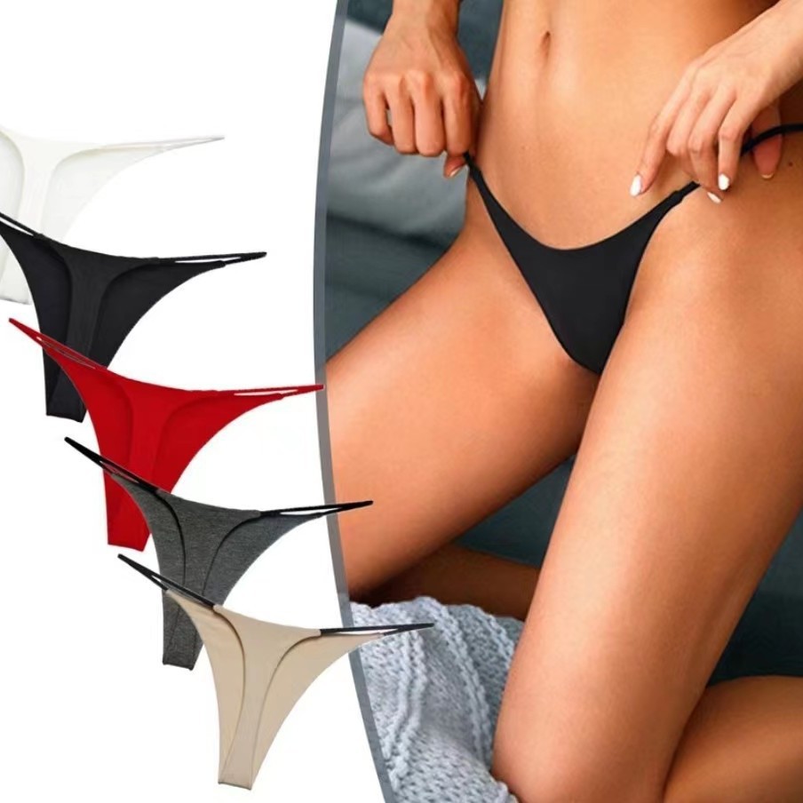 Cross-border sexy underwear fine packaging ladies T pants sexy multi-color solid color leopard print thin thong wholesale