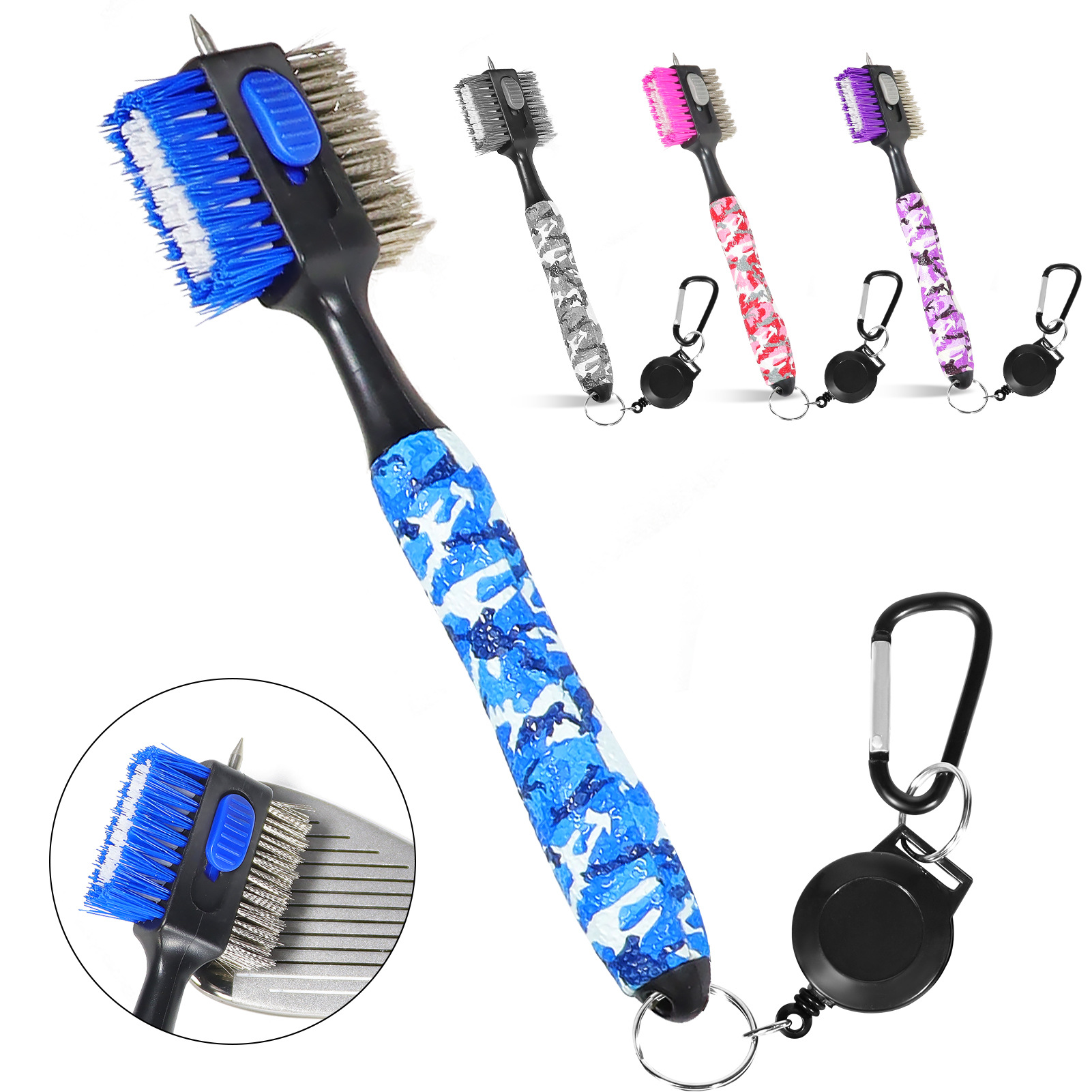 Golf accessories new club cleaning brush golf head double-sided cleaning brush nylon steel brush wholesale