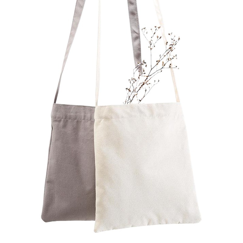 Factory wholesale spot Japanese ins girl shoulder slung small bag blank magnetic buckle cotton mini canvas bag