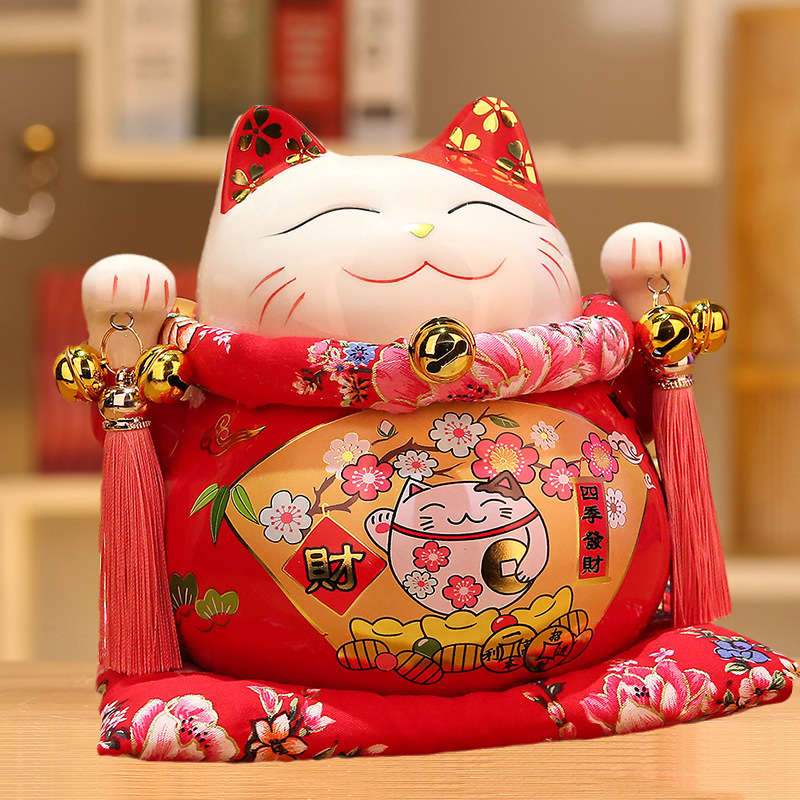 Picture of Lucky Cat Ornaments Creative Gift Decorations Japanese Piggy Bank Large Ceramic Living Room Shop Opening Lucky Cat