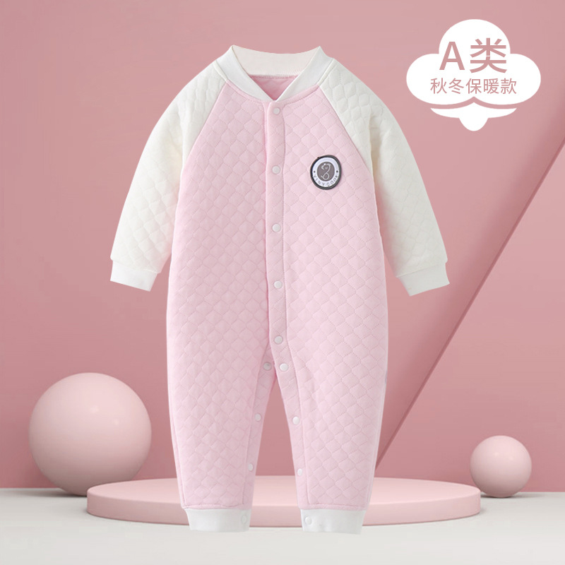 Picture of Baby Jumpsuit Pure Cotton Quilted Crawling Suit Pajamas Seamless Set Unisex Baby Romper Autumn and Winter Outfit Cartoon Pattern