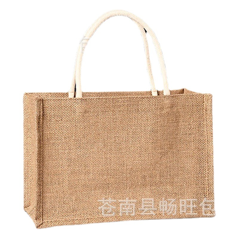 Factory spot portable jute bag hand-painted linen gift bag cotton and linen shopping bag vintage Muji linen bag