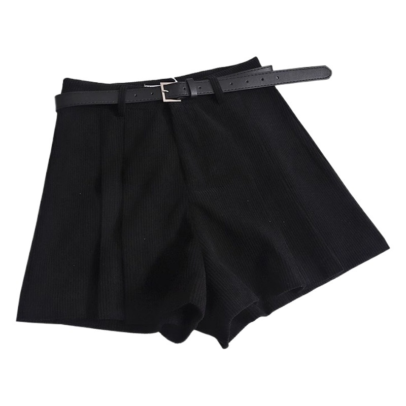 Corduroy Pleated Casual Wide Leg Shorts Women's Autumn and Winter 2023 New High Waist Small A- Shaped Outer Wear Boots Pants