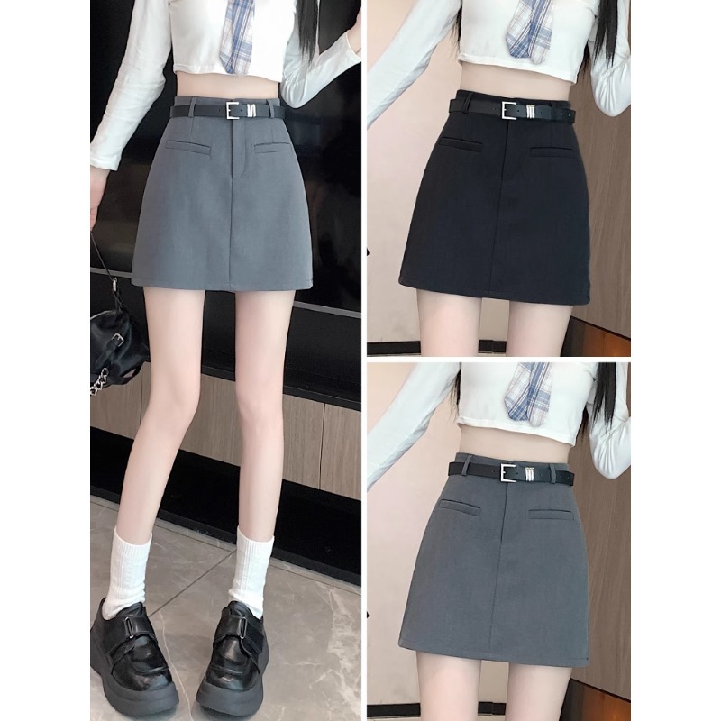 This year's popular explosions gray skirt 2024 new women's spring small black hip a short skirt