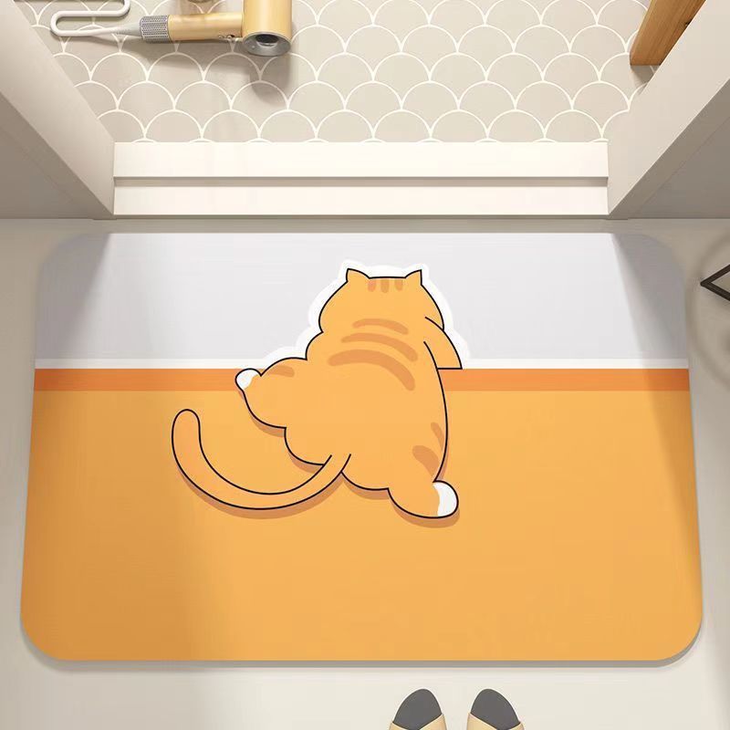 Household Diatom Mud Bathroom Absorbent Floor Mat Toilet Non-Slip Toilet Door Cartoon Bathroom Sludge-Resistant Foot Mat