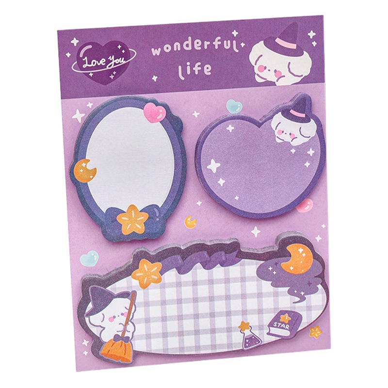 Hangsu Cartoon Combination Sticky Notes Student High-Quality Unique Shaped Reusable Stationery Journal Message Note Paper