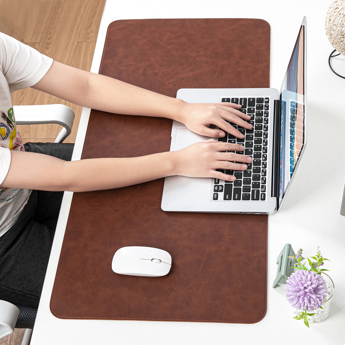 Skin-feeling Crazy Horse Leather Table Mat Leather Pattern Mouse Pad Custom Oversized Office Computer Mat Leather Learning Desk Mat