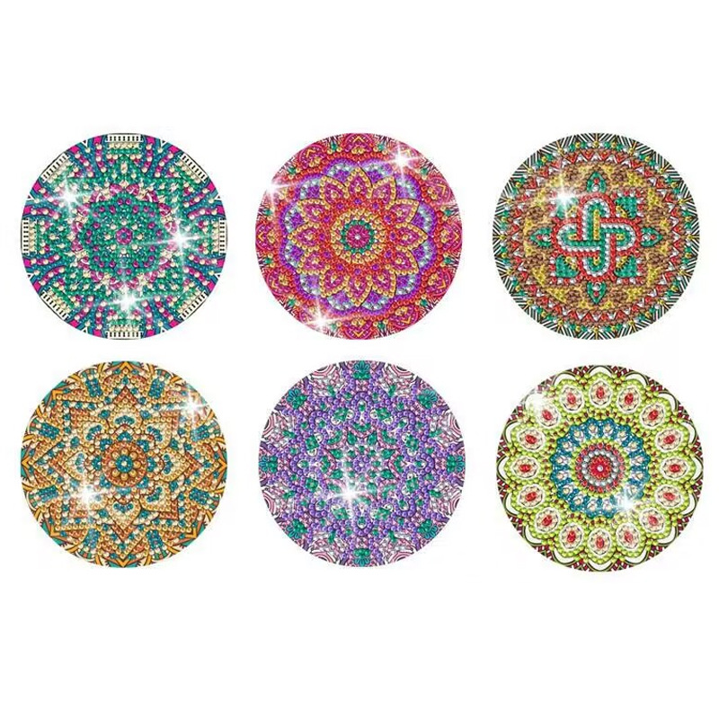 Picture of Diamond Painting Coaster Placemat DIY Full Diamond Acrylic Round Mandala Christmas Valentine's Day Mosaic