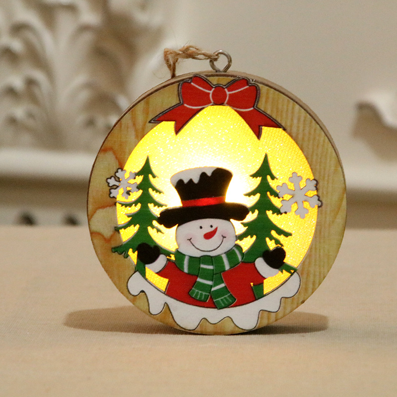 Picture of Christmas decorations wooden luminous pendant Christmas tree decoration pendant Christmas gift wooden pendant