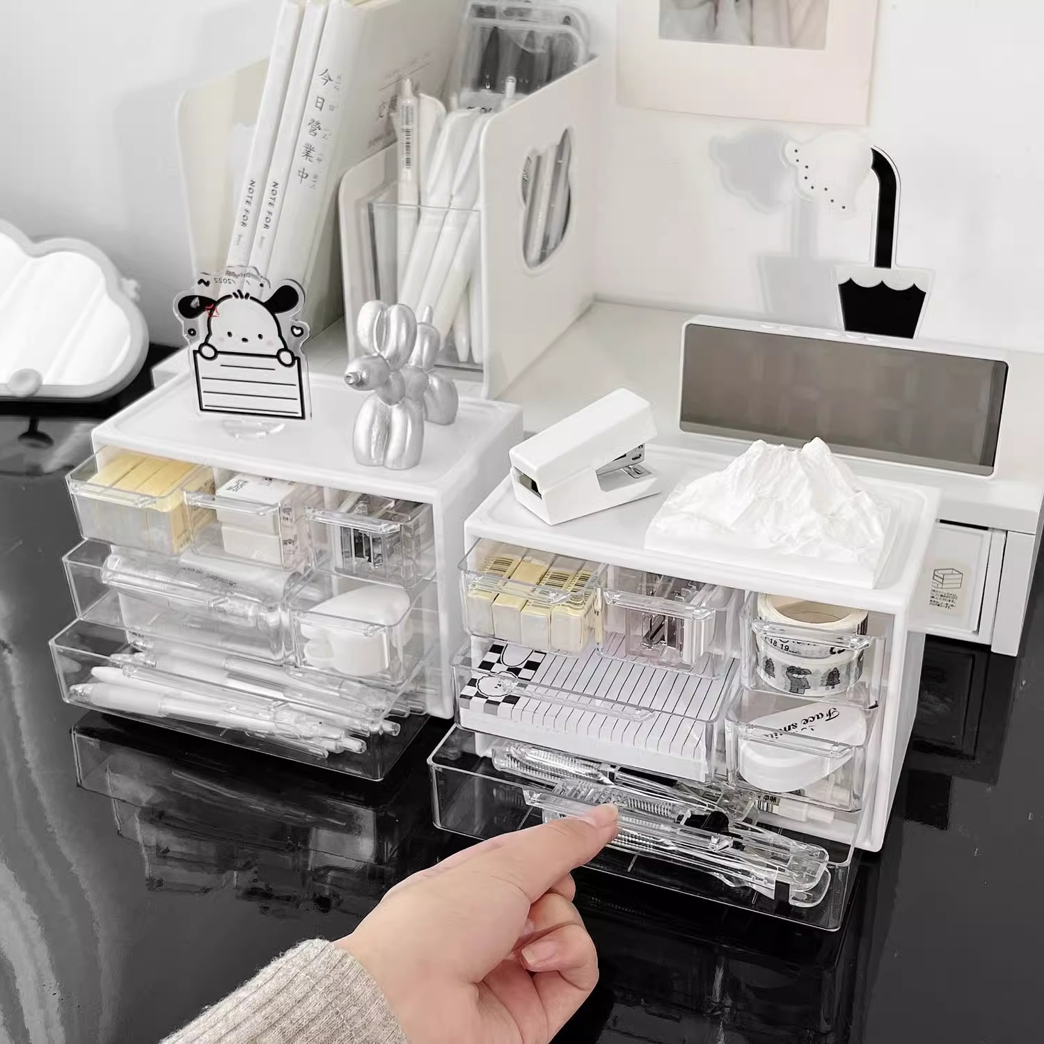 Picture of Desktop Drawer Type Transparent Storage Box Student Stationery Box Organize Simple Style Transparent Drawer Type Light Luxury Box