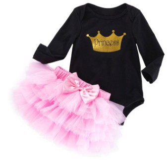 Picture of Cross-border Girls' Birthday Suit White Long-sleeved Cartoon One-year-old Hats Skirt Baby Top Princess Skirt