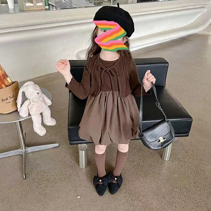 Girls dress 2023 Spring and Autumn Winter new baby girl sweet cute lady vest skirt cardigan coat fashion