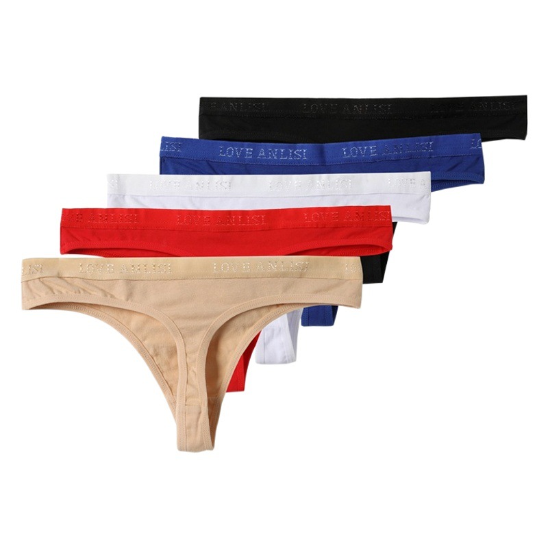 European and American style cotton thong seamless sports style sexy pure desire underwear women's English with high stretch T pants 6828