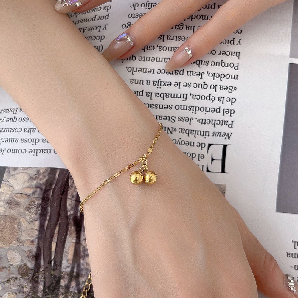2022 New Small Ball Gimmel Titanium Steel Bracelet Women's Ins Mori Simple Niche High-end Internet Celebrity Bracelet