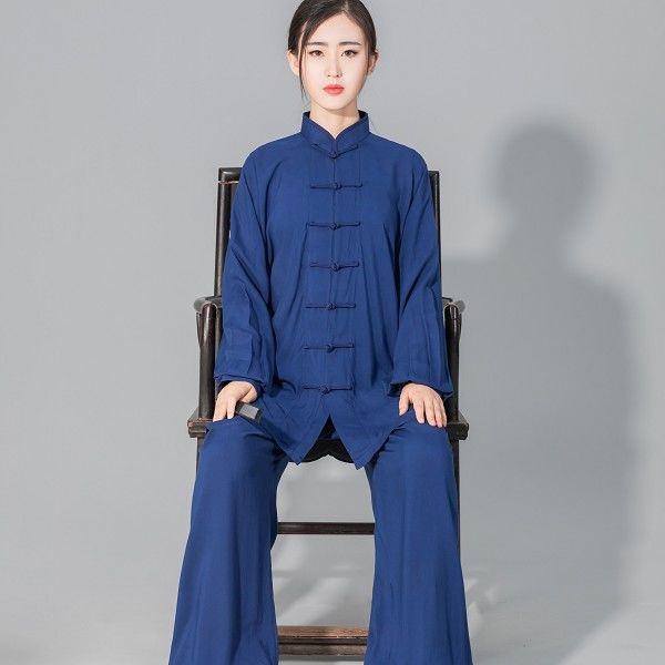 Picture of Long sleeve cotton silk Tai chi practice clothes summer men's and women's 5-color fitness clothes suit tai chi morning exercise performance clothing