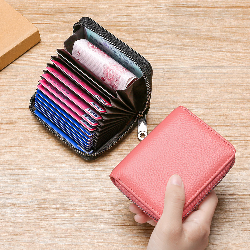 Picture of Anti-degaussing card holder men and women zipper multi-card bank ID card holder large capacity driving license small card holder wallet