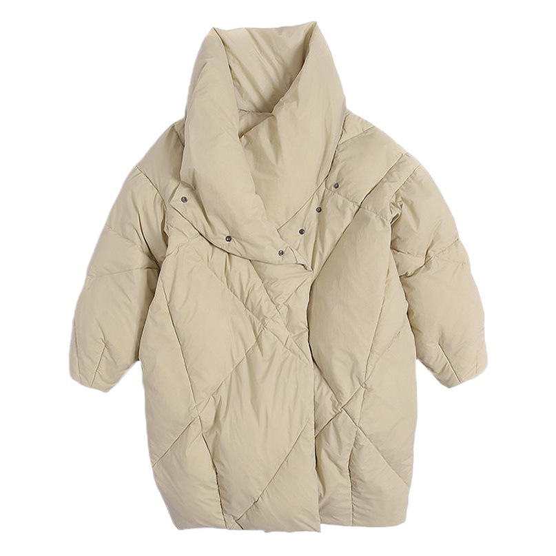 European Station Large Size Loose Thickened down Jacket Women's Short White Duck down Mid-Length 2025 New Fashion down Jacket