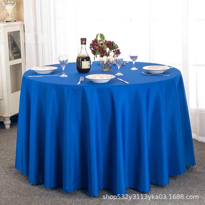 Picture of Large Round Table Restaurant Tablecloth Hotel Restaurant Banquet Family Usable Round Wedding European Tablecloth Table Cover Cross-Border