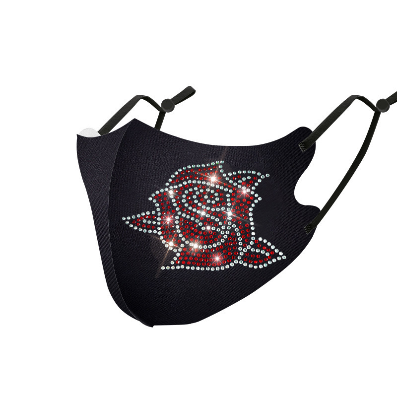 Picture of Trendy Colorful Rhinestone Ice Silk Mask Fashion European and American Style Dustproof Breathable Sun Protection Face Mask with Sparkling Rhinestones Uv Protection