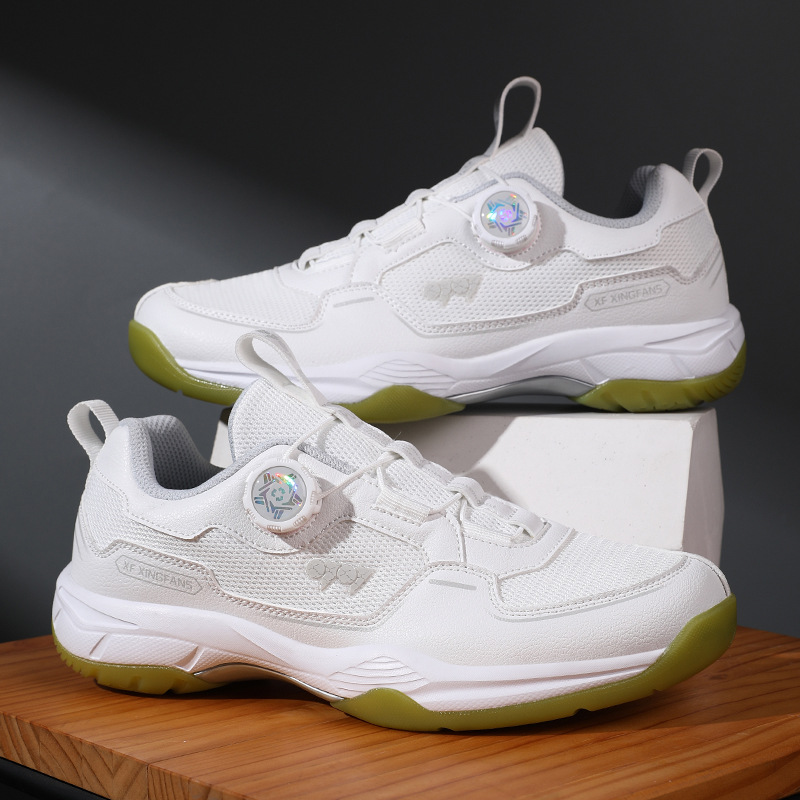 Professional badminton shoes, sports shoes, running tendon sole, non-slip, wear-resistant rotating buttons, laceless, laceless tennis shoes