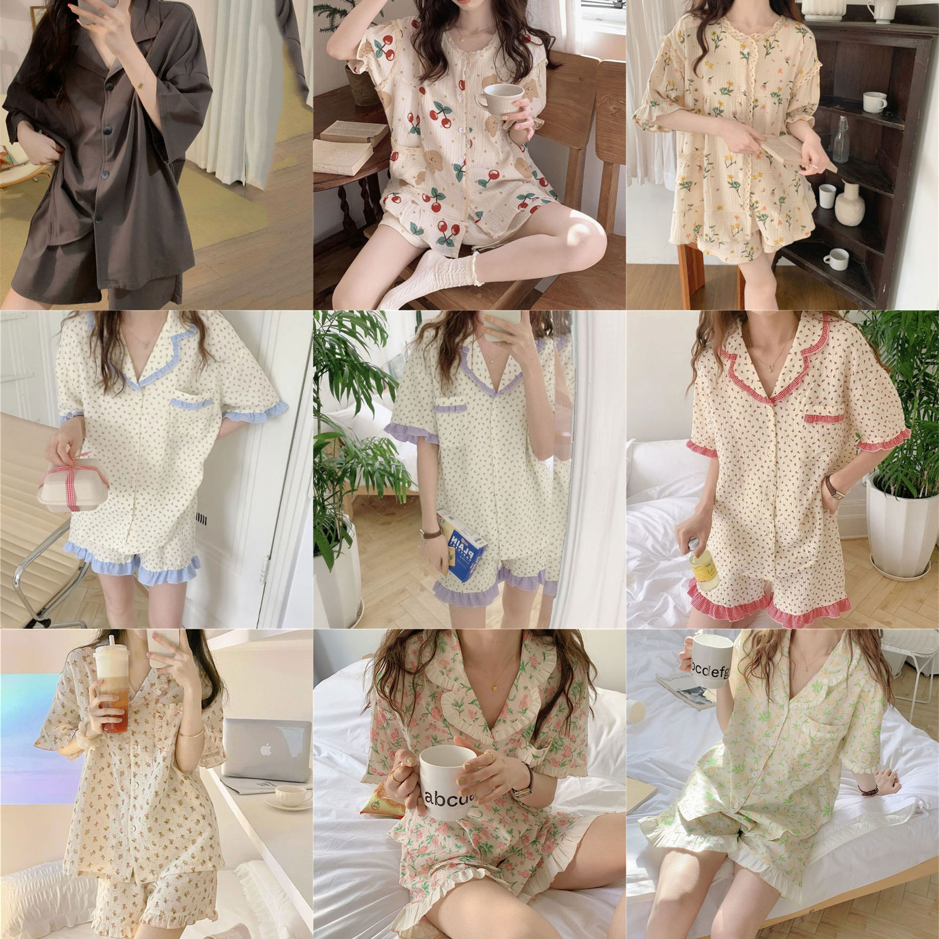 Summer 2023 New Floral Short-sleeved Pajamas Women's Internet Popular Style Girl's Sweet High-end Home Clothes Shorts Set