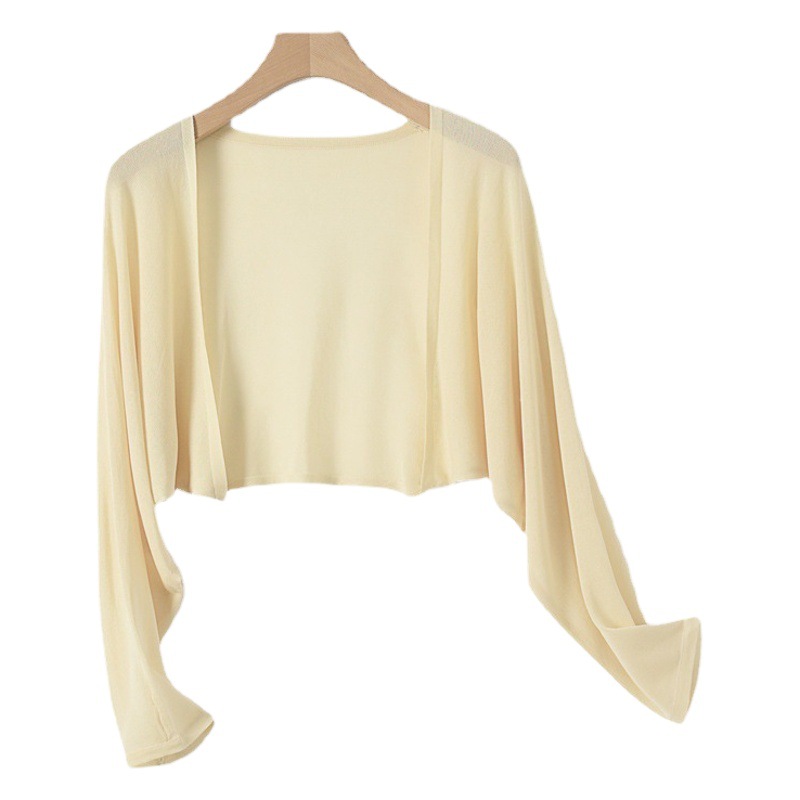 Cross-Border Summer Ice Silk White Blouse Plus Size Top with Sun Protection Shirt Thin Jacket Sun Protection Clothing Air-Conditioned Shirt Women Summer