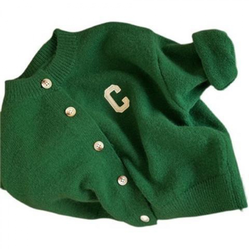 Picture of [in stock] children's sweater cardigan spring and autumn new boys and girls solid color letters cardigan baby sweater