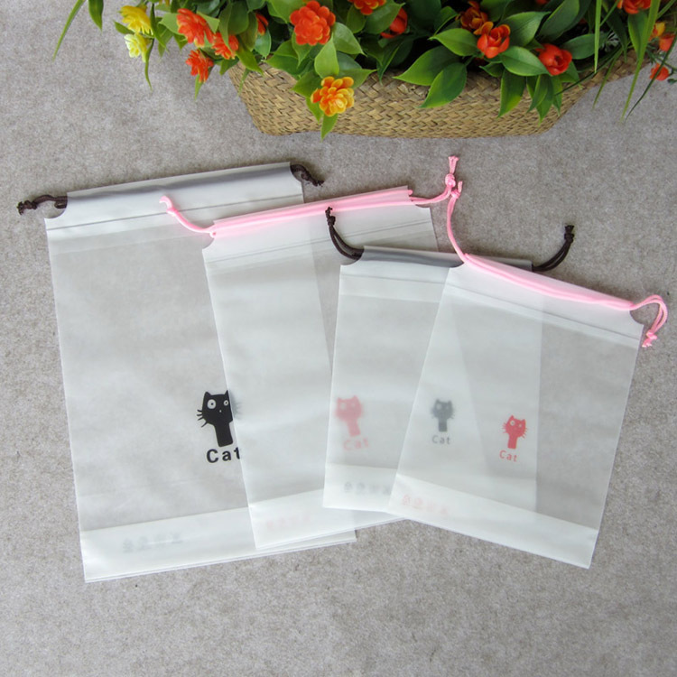 Picture of Bundle pocket EVA frosted towel packaging bag storage finishing leggings clothing underwear plastic universal drawstring bag