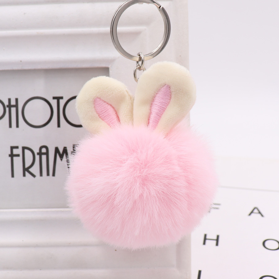 Cute rabbit ears fur ball bag pendant imitation Rex rabbit fur ball pendant fur car key chain gift wholesale
