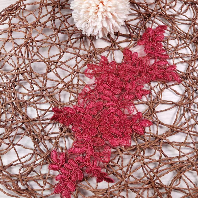 Red and white black car bone pair flower wedding headdress lace handmade diy bride headdress material lace accessories