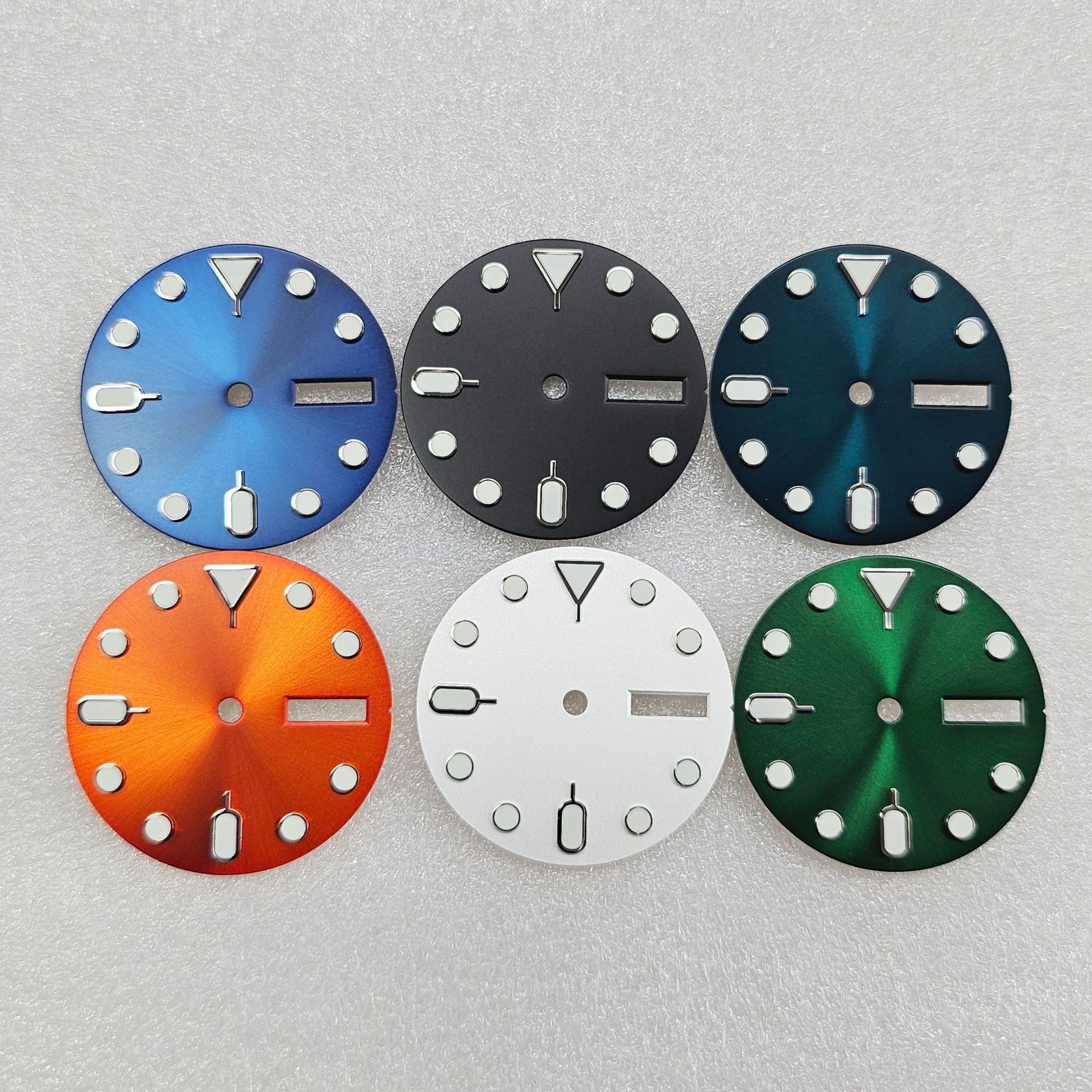New orange modified sun grain double calendar dial 28.5mm green luminous suitable for NH36 movement