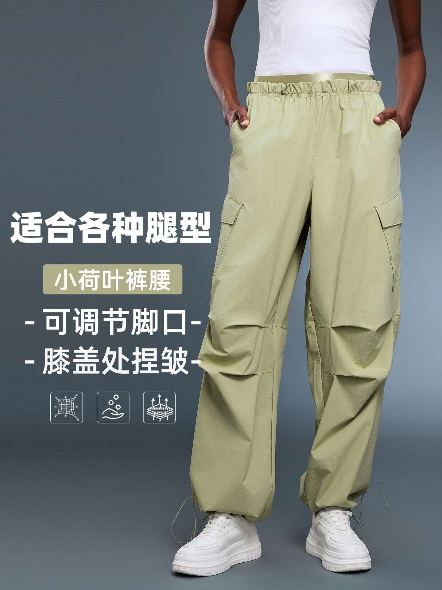 Double waist casual cargo pants women's loose breathable paratrooper pants multi-pocket quick-drying fitness sports trousers D25111