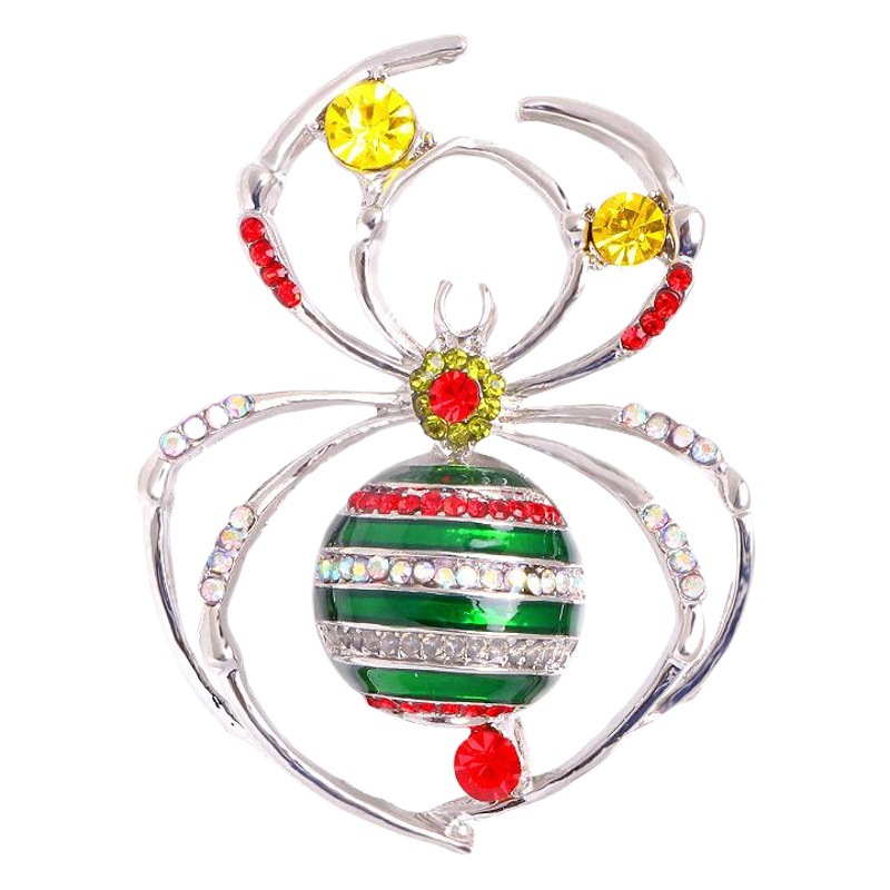 Cross-Border European and American Animal Insect Brooch Grass Spider Rhinestone Diamond Corsage Bee Crystal Pin Outwear Decoration