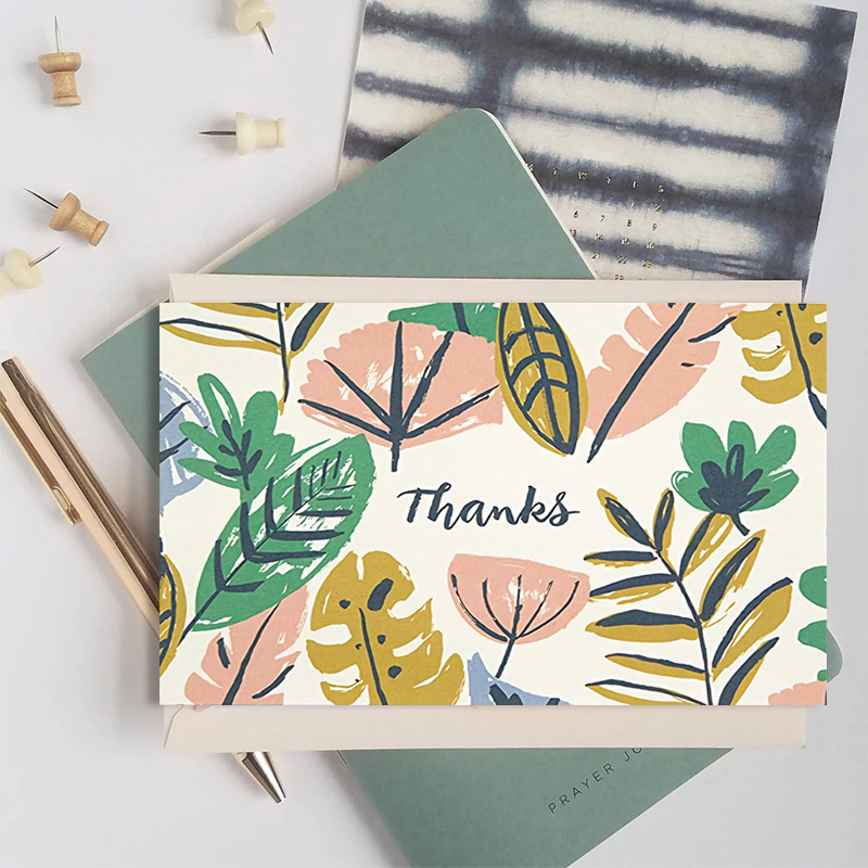Picture of 50 sheets/pack vintage flower thank you card handwritten blank blessing gift card postcard gift decoration greeting card