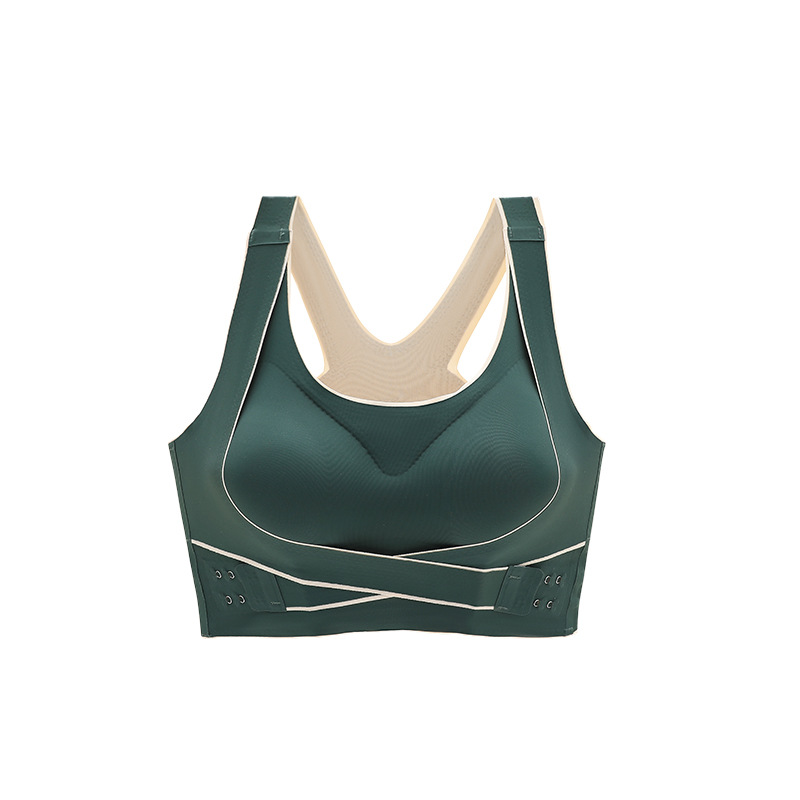 Picture of Front Button Beautiful Back Seamless Large Size Intimates Women's Thin Bra Without Steel Ring Push-Up Sports Adjustable Vest Style Bra