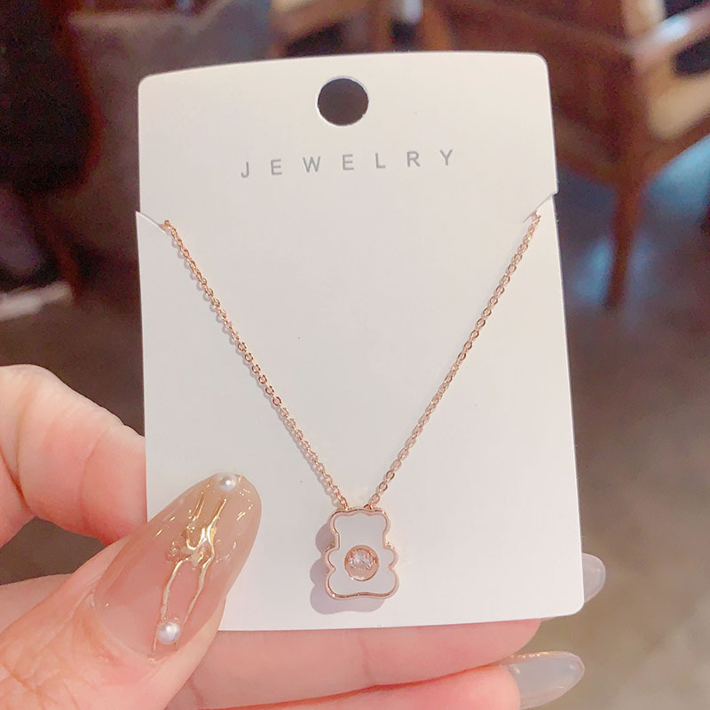 Internet Celebrity Long Bear Pendant Necklace Korean Elegant All-match Sweet Collarbone Chain Simple Fashion Cold Style Neck Chain