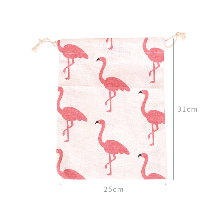 Picture of Printed cotton drawstring bag small bag home travel sundries storage bag Christmas gift packaging bag in stock