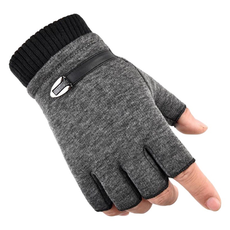 Don't pour velvet autumn and winter half finger open finger warm plus velvet students driving lovers winter gloves a generation of hair